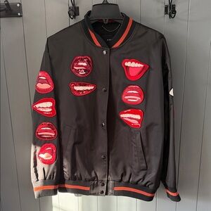 Coach X Tom Wesselmann colab Black Jacket with Red Lip Patches